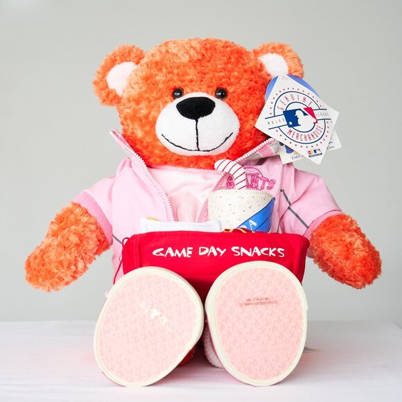 Rare MLB SF Giants Orange Build a Bear NWT Pink CLOTHES Shoes + SNACK TRAY Food